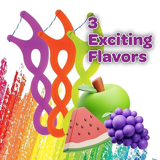 GUM Crayola Twistables Kids Flossers with Fluoride - Designed for Little Hands - Three Fun Fruit Flavors - Easy to Use Kids Floss Picks for Children Ages 3+, 75 Count
