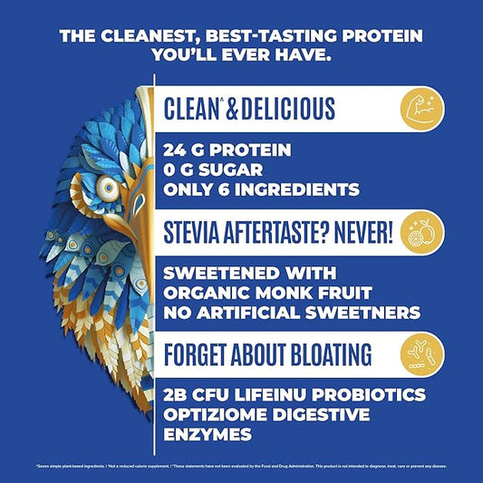 BIRDMAN Falcon Vegan Protein Powder Organic, Stevia & Sugar Free, Plant Based Protein, Low Carb, Dairy Free, Keto, Non Whey Protein, Probiotic, Pea Protein | Vanilla Flavor - 37 Servings - 2.64lb