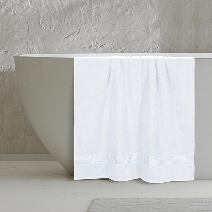 Belizzi Home Cotton 2 Pack Oversized Bath Sheet 35x70, Large Bath Sheet, Ultra Soft, Absorbent, Compact, Eco-Friendly, Recyclable, Quick Drying and Lightweight Towel - White