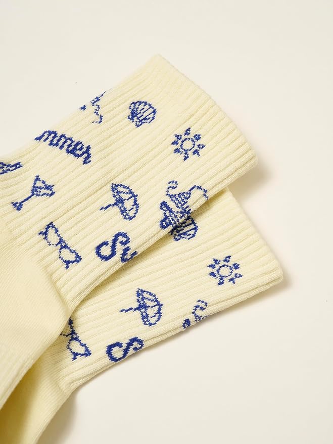 Shapes Studio Crew Half Calf Grip Socks, Cutest Fruits Pilates Socks, Ruffle socks, Non-Slip, Barre Yoga Fitness