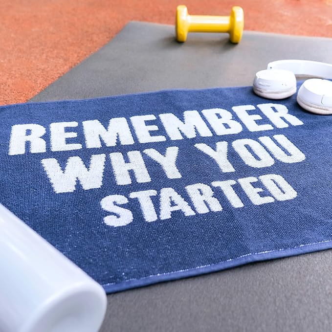 Luzia Workout Towels with Motivational Quotes for Sweat (Pack of 2) - mot-to Lightweight and Super Absorbent for Exercise, Workout, Fitness, Pickleball, Gym, Yoga, Running and Travel (Blue)