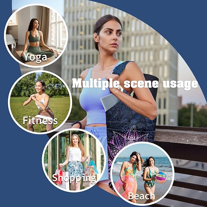 Yoga Mat Bag Carrier for Women with Side Large Pocket Durable Linen Workout Gym Travel Storage Pilates Mats