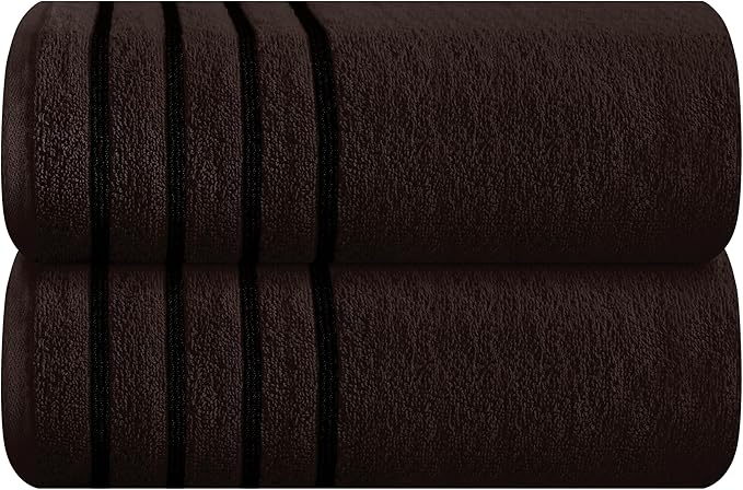 MyOwn Cotton 2 Pack Oversized Bath Sheet 35 x 70, Large Bath Sheet, Ultra Absorbent, Compact, Eco-Friendly and 100% Recyclable, Quick Drying and Lightweight Towel - Chocolate Brown