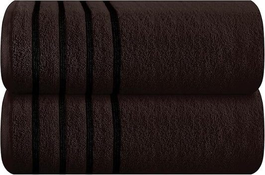 MyOwn Cotton 2 Pack Oversized Bath Sheet 35 x 70, Large Bath Sheet, Ultra Absorbent, Compact, Eco-Friendly and 100% Recyclable, Quick Drying and Lightweight Towel - Chocolate Brown