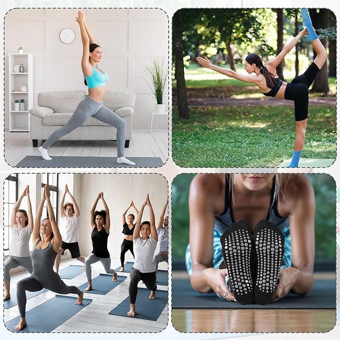 30 Pairs Pilates Socks with Grips Yoga Socks Non Slip Anti Skid Long Ankle Crew Sock Barre for Women Dance Hospital