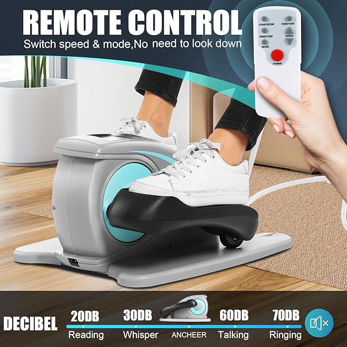 ANCHEER Under Desk Elliptical Machine - Quiet Pedal Exerciser for Seniors, Office & Home, Low-Impact Seated Leg Workout Equipment, Smart LCD Display, Remote Control
