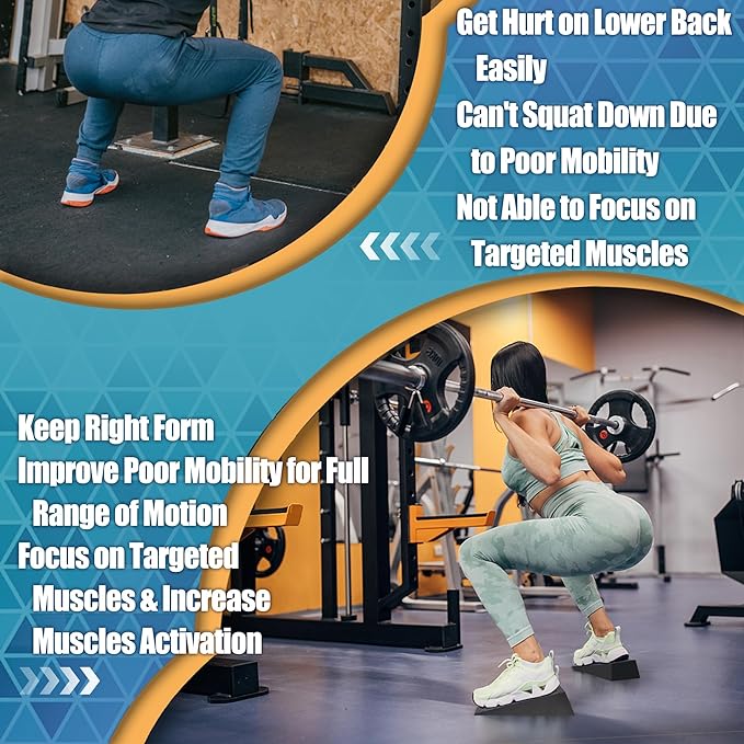 Squat Wedge for Prefessional Trainer: 2Pcs Squat Heel Wedge Block Protable Calf Raise Block Improve Mobility and Performance