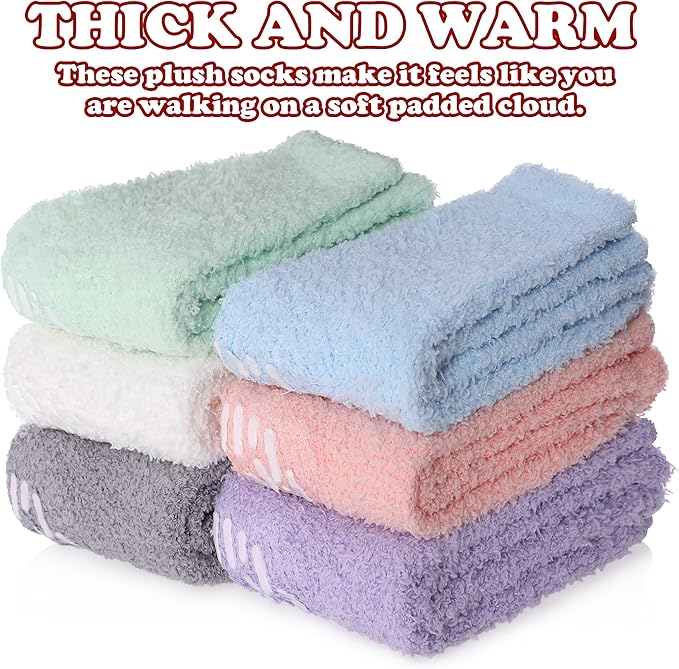FNOVCO Non Slip Socks for Women Winter Warm Cozy Fuzzy Slipper Socks Soft Fluffy Hospital Socks with Grips