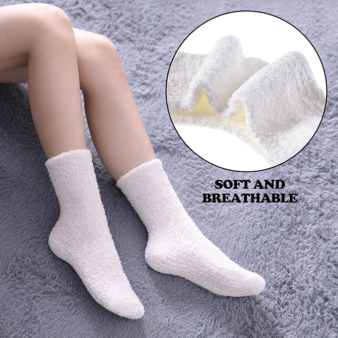 FNOVCO Non Slip Socks for Women Winter Warm Cozy Fuzzy Slipper Socks Soft Fluffy Hospital Socks with Grips
