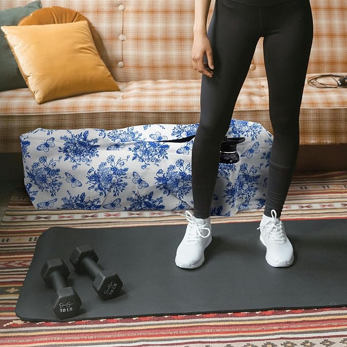 Large Yoga Mat Bag Yoga Bags and Carriers Fits All You Stuff Yoga Tote Bag with Yoga Mat Strap, Elastic Pockets and Zipper Pockets