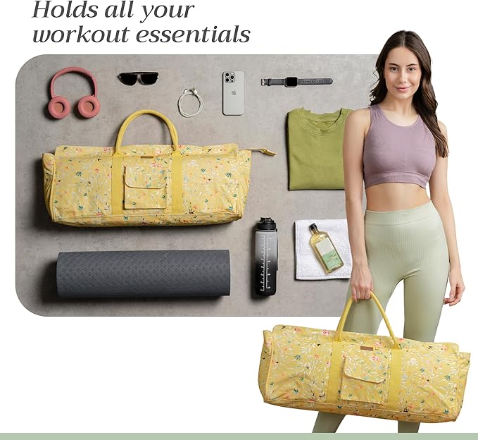 Maison d' Hermine Yoga Mat bag, Cylindrical bag for Woman&Men, yoga mat Bag &Adjustable shoulder straps Yoga Mat Carrier Bag with Drawstring Water Bottle Pocket and zipper pocket