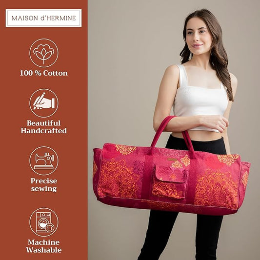 Maison d' Hermine Yoga Mat bag, Cylindrical bag for Woman&Men, yoga mat Bag &Adjustable shoulder straps Yoga Mat Carrier Bag with Drawstring Water Bottle Pocket and zipper pocket