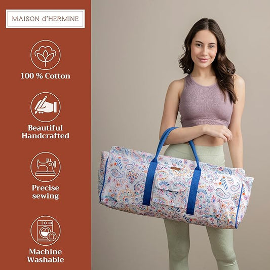 Maison d' Hermine Yoga Mat bag, Cylindrical bag for Woman&Men, yoga mat Bag &Adjustable shoulder straps Yoga Mat Carrier Bag with Drawstring Water Bottle Pocket and zipper pocket