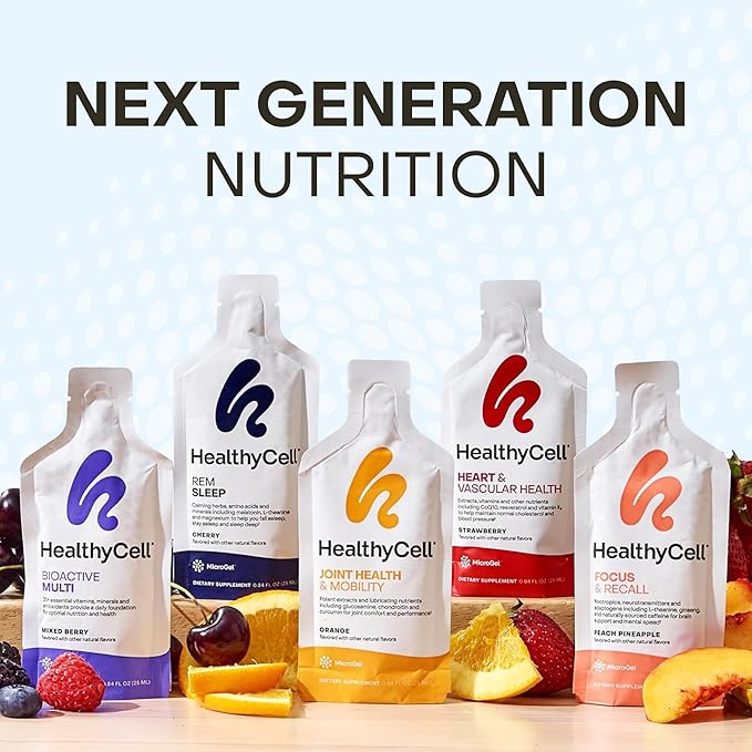 Healthycell Vegan Daily Multivitamin Liquid Supplement with Iron and Omega-3, 25+ Essential Vitamins, Minerals & Nutrients for Brain & Heart Health, Immune Support & Energy - 30 Gel Packs