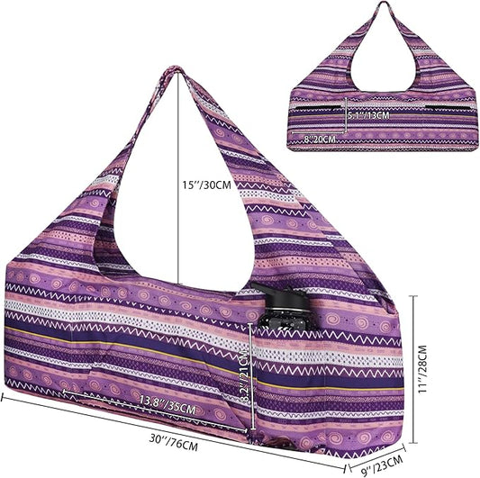 Large Yoga Mat Bag Yoga Bags and Carriers Fits All You Stuff Yoga Tote Bag with Yoga Mat Strap, Elastic Pockets and Zipper Pockets