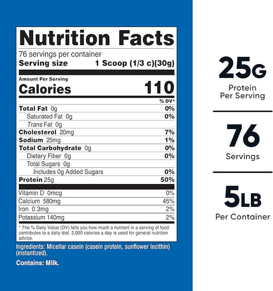 Nutricost Casein Protein Powder 5lb - Micellar Casein, Non-GMO, Gluten Free (Unflavored)