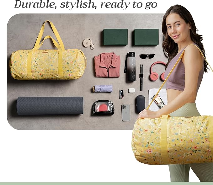 Maison d' Hermine Yoga Mat bag, Cylindrical bag for Woman&Men, yoga mat Bag &Adjustable shoulder straps Yoga Mat Carrier Bag with Drawstring Water Bottle Pocket and zipper pocket