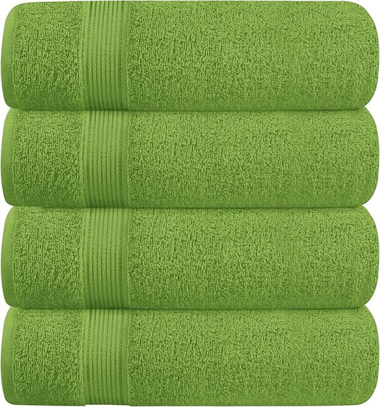 BELZZI Home Ultra Soft 4 Pack Oversized Bath Towel Set 27x54, Cotton Compact Bath Towels, Highly Absorbant Eco-Friendly Quickdry & Lightweight Towel, Ideal for Gym Travel Camp Pool - Kiwi Green