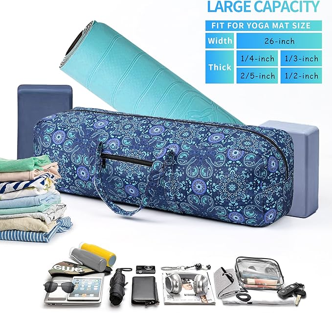 Boulder Bee | Yoga Mat Bag | Large Yoga Mat Carrier with Wet Pocket | Yoga Gifts | Gym Tote Bag for Women