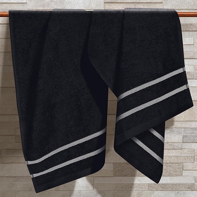 MyOwn Ultra Soft Cotton 6 -Piece Hand Towel Set 16x24 Inch, Ideal for use in Bathroom, Kitchen, Gym, Spa & General Cleaning, Compact & Lightweight Multi Purpose Hand Towels - Black