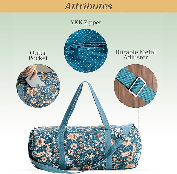 Maison d' Hermine Yoga Mat bag, Cylindrical bag for Woman&Men, yoga mat Bag &Adjustable shoulder straps Yoga Mat Carrier Bag with Drawstring Water Bottle Pocket and zipper pocket