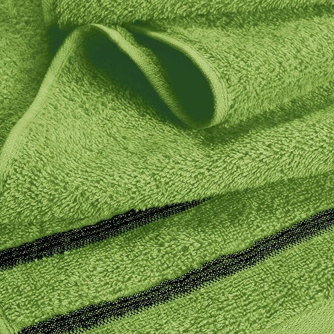 MyOwn Ultra Soft 6 Pack Cotton Towel Set, Contains 2 Bath Towels 28x55 inch, 2 Hand Towels 16x24 inch & 2 Wash Coths 12x12 inch, Ideal Everyday use, Compact & Lightweight - Kiwi Green