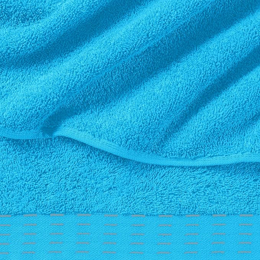 Ultra Soft 6 Pack Cotton Towel Set, Contains 2 Bath Towels 28x55 inch, 2 Hand Towels 16x24 inch & 2 Wash Coths 12x12 inch, Ideal Everyday use, Compact & Lightweight - Turquoise Blue