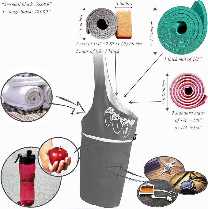 Yoga Mat Bag – Versatile Yoga Bag with Mat Straps & Storage Pockets, Holds Yoga & Pilates Mats, Lightweight & Durable