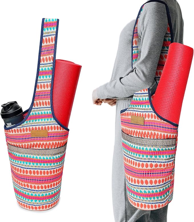 ALLEN & MATE Unisex Yoga Exercise Mat Bag with Large Size Pocket, Big Capacity Mat Tote Shoulder Carrier for Men & Women