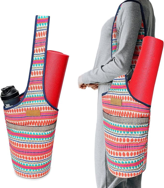 ALLEN & MATE Unisex Yoga Exercise Mat Bag with Large Size Pocket, Big Capacity Mat Tote Shoulder Carrier for Men & Women
