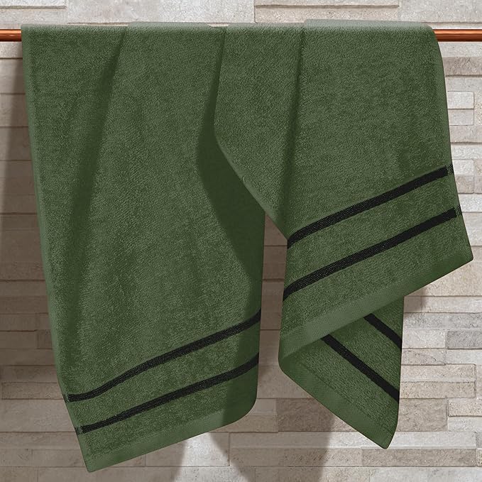 MyOwn Ultra Soft Cotton 6 -Piece Hand Towel Set 16x24 Inch, Ideal for use in Bathroom, Kitchen, Gym, Spa & General Cleaning, Compact & Lightweight Multi Purpose Hand Towels - Olive Green