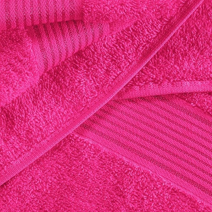BELZZI Home Ultra Soft 4 Pack Oversized Bath Towel Set 27x54, Cotton Compact Bath Towels, Highly Absorbant Eco-Friendly Quickdry & Lightweight Towel, Ideal for Gym Travel Camp Pool - Hot Pink