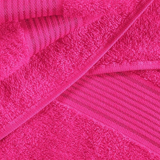 BELZZI Home Ultra Soft 4 Pack Oversized Bath Towel Set 27x54, Cotton Compact Bath Towels, Highly Absorbant Eco-Friendly Quickdry & Lightweight Towel, Ideal for Gym Travel Camp Pool - Hot Pink