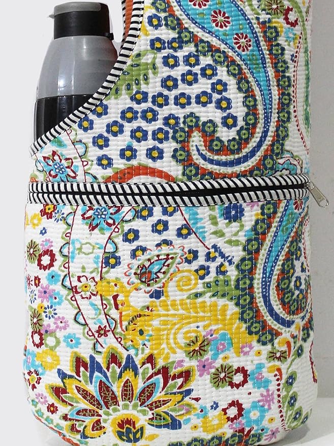 INDIAN CRAFT CASTLE Yoga Mat Bag | Tote Mat Bag | Sling Yoga Tote w/Large Side Pocket & Zipper Pocket | Yoga Mat Carrier Fits Most Size Mats