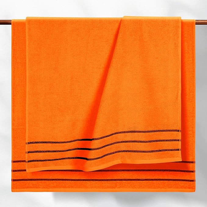 MyOwn Ultra Soft 4 Pack Oversized Bath Towel Set 27x54 inches, 100% Cotton Bath Towels, Highly Absorbant Compact Quickdry & Lightweight Towel, Ideal for Gym Travel Camp Pool - Orange