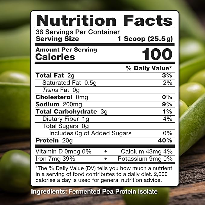 Nutrasumma Pea Protein Powder, Unflavored and Unsweetened Sugar Free Vegan, 100% Plant Based, Non GMO, Gluten Free & Soy Free, 2.14 LB