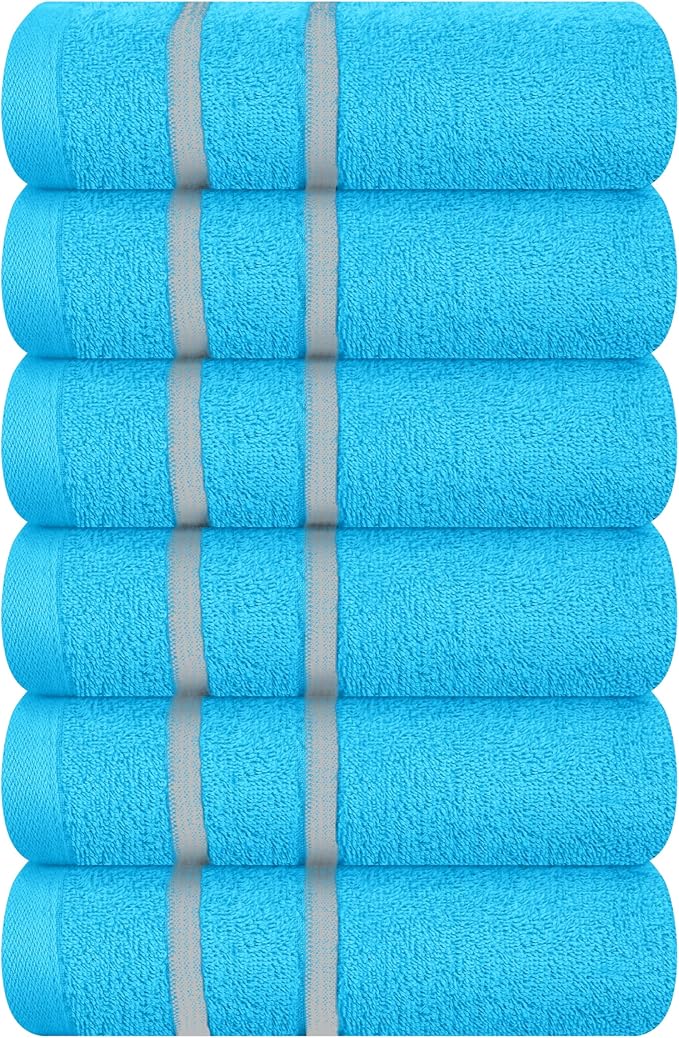 MyOwn Ultra Soft Cotton 6 -Piece Hand Towel Set 16x24 Inch, Ideal for use in Bathroom, Kitchen, Gym, Spa & General Cleaning, Compact & Lightweight Multi Purpose Hand Towels - Turquoise Blue