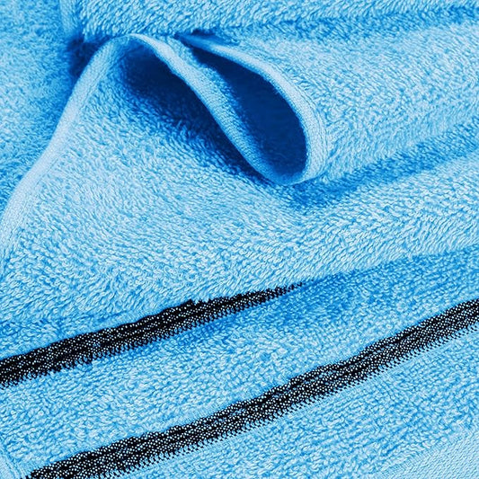 MyOwn Ultra Soft 6 Pack Cotton Towel Set, Contains 2 Bath Towels 28x55 inch, 2 Hand Towels 16x24 inch & 2 Wash Coths 12x12 inch, Ideal Everyday use, Compact & Lightweight - Sky Blue, 71640