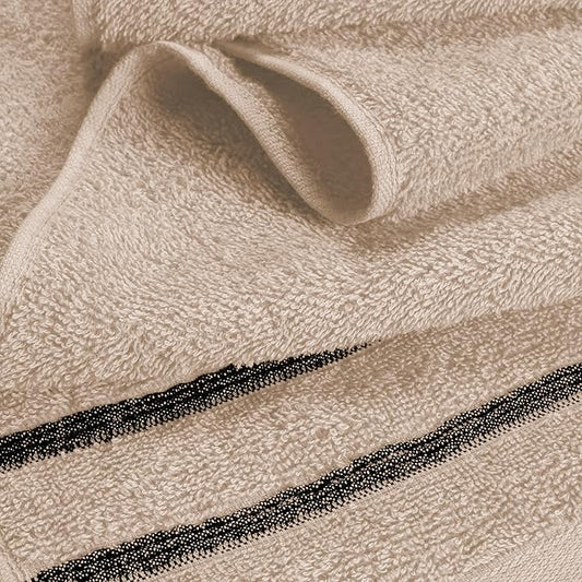 MyOwn Ultra Soft 6 Pack Cotton Towel Set, Contains 2 Bath Towels 28x55 inch, 2 Hand Towels 16x24 inch & 2 Wash Coths 12x12 inch, Ideal Everyday use, Compact & Lightweight - Tan, 71655