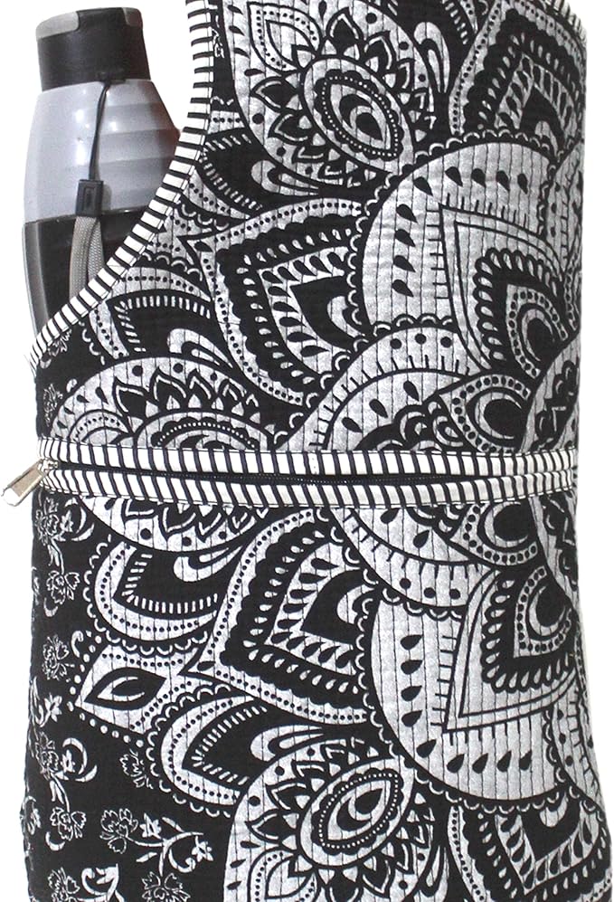 INDIAN CRAFT CASTLE Yoga Mat Bag | Tote Mat Bag | Sling Yoga Tote w/Large Side Pocket & Zipper Pocket | Yoga Mat Carrier Fits Most Size Mats