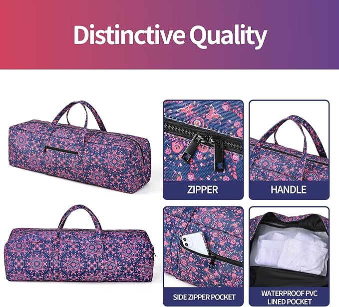 Boulder Bee | Yoga Mat Bag | Large Yoga Mat Carrier with Wet Pocket | Yoga Gifts | Gym Tote Bag for Women