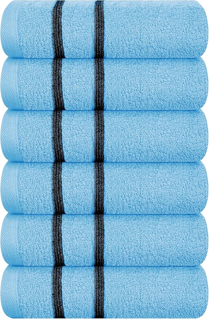 MyOwn Ultra Soft Cotton 6 -Piece Hand Towel Set 16x24 Inch, Ideal for use in Bathroom, Kitchen, Gym, Spa & General Cleaning, Compact & Lightweight Multi Purpose Hand Towels - Sky Blue
