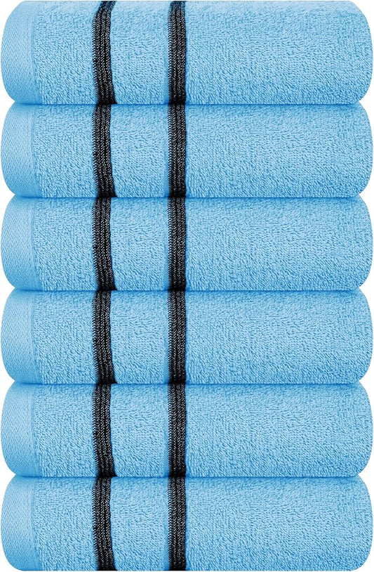 MyOwn Ultra Soft Cotton 6 -Piece Hand Towel Set 16x24 Inch, Ideal for use in Bathroom, Kitchen, Gym, Spa & General Cleaning, Compact & Lightweight Multi Purpose Hand Towels - Sky Blue