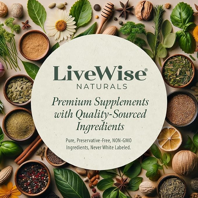 LiveWise Naturals Organic Vitamin D3 Liquid Drops, Vegan, Non-GMO, Plant-Based, 200 IU per Drop, Supports Immune, Bone, and Mood Health, Easy-to-Absorb, in MCT Oil 1,000 IU