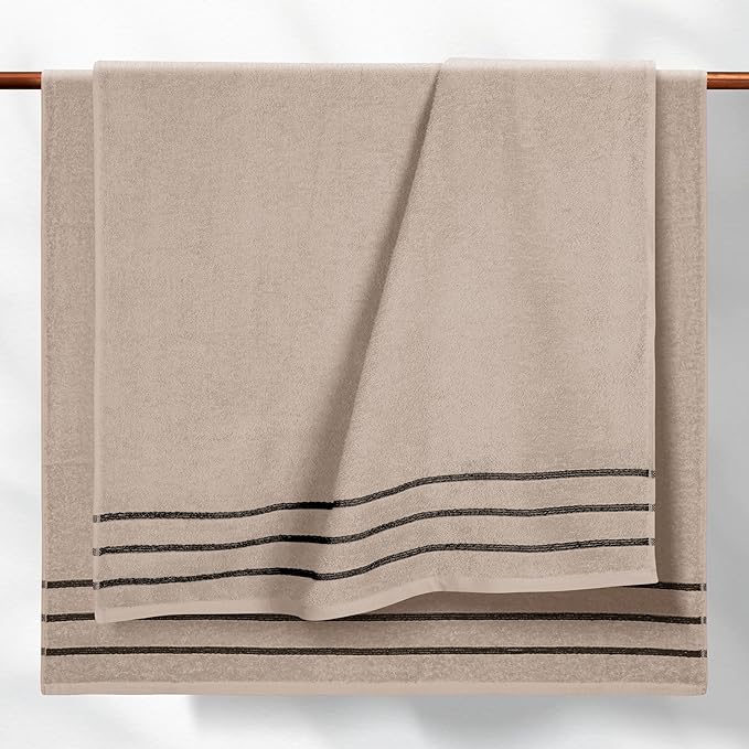 MyOwn Ultra Soft 4 Pack Oversized Bath Towel Set 27x54 inches, 100% Cotton Bath Towels, Highly Absorbant Compact Quickdry & Lightweight Towel, Ideal for Gym Travel Camp Pool - Tan