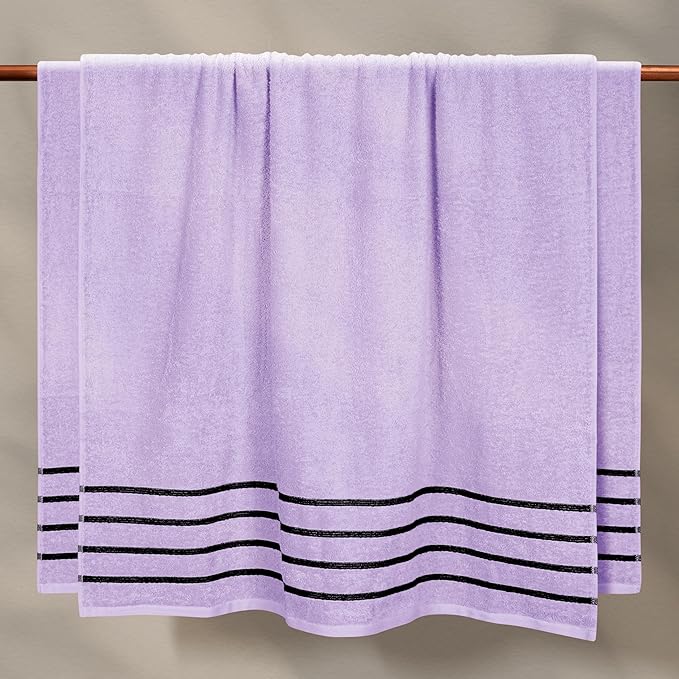 MyOwn Cotton 2 Pack Oversized Bath Sheet 35 x 70, Large Bath Sheet, Ultra Absorbent, Compact, Eco-Friendly and 100% Recyclable, Quick Drying and Lightweight Towel - Purple