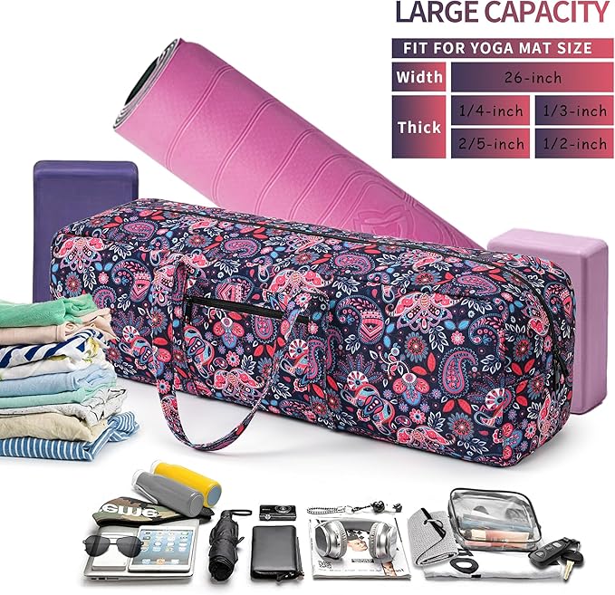 Boulder Bee | Yoga Mat Bag | Large Yoga Mat Carrier with Wet Pocket | Yoga Gifts | Gym Tote Bag for Women