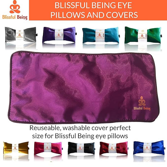 Lavender Eye Pillow - Hot or Cold Weighted Satin Eye Mask perfect for Sleeping, Yoga, Meditation - Gifts for Women, Birthday, Teachers - Natural Herbal Relaxation (Onyx)