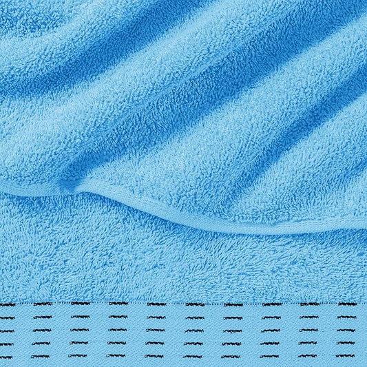 Ultra Soft 6 Pack Cotton Towel Set, Contains 2 Bath Towels 28x55 inch, 2 Hand Towels 16x24 inch & 2 Wash Coths 12x12 inch, Ideal Everyday use, Compact & Lightweight - Sky Blue
