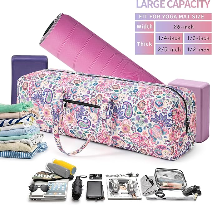 Boulder Bee | Yoga Mat Bag | Large Yoga Mat Carrier with Wet Pocket | Yoga Gifts | Gym Tote Bag for Women